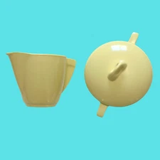 Vintage Boonton 506 and 603 Light Yellow Cream & Sugar Set Melamine Melmac USA