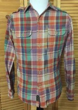 Polo Ralph Lauren Long Sleeve Button Front Shirt Purple Orange Striped Small