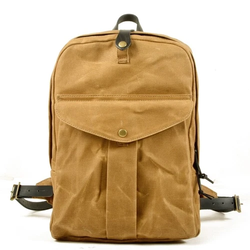 Women Men Retro Waterproof Oil Wax Canvas Knapsack Computer Travel School Bag - Picture 15 of 29