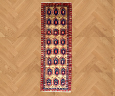 VINTAGE TRIBAL KAZAK RUG HAND MADE WOOL RUNNER CAUCASIAN CARPET 9'1" x 3'3"