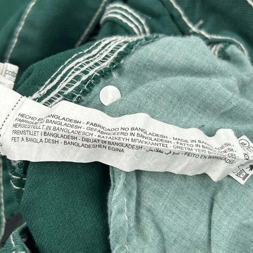 Bershka Contrast Stitch Carpenter Trousers - 28″ Waist Green Cotton - Picture 7 of 11