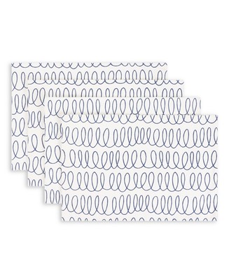 Kate Spade New York in the Loop Placemats 4 Pack Set, 13x19  - Blue, White Multi