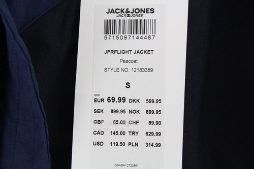 Jack & Jones Jprflight Men's Jacket S Light Zipper Navy Blue Lined - Picture 6 of 11