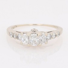 .97ctw Radiant Cut Diamond Three-Stone Engagement Ring 14k White Gold Size 6.75