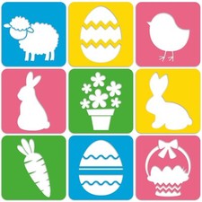 27pcs Easter Drawing Stencils for Kids 8 Inches Reusable Large Chalk Stencils...