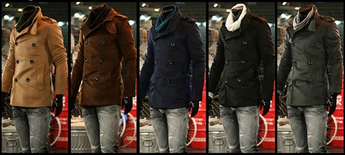 Mens Stylish Quality Woolen Double Breasted Coat Jacket Jumper Blazer Beige S - Picture 3 of 5