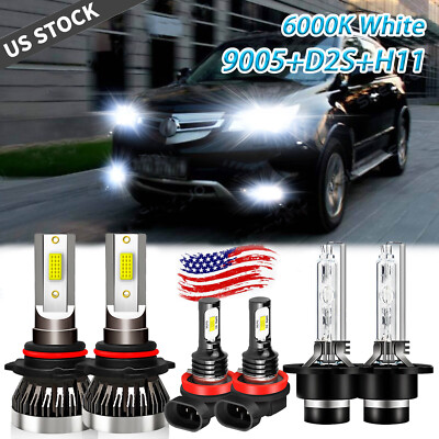 For Acura MDX 2007-2013 - 6000K LED HID Headlight + Fog Light 6x Bulbs Combo Kit