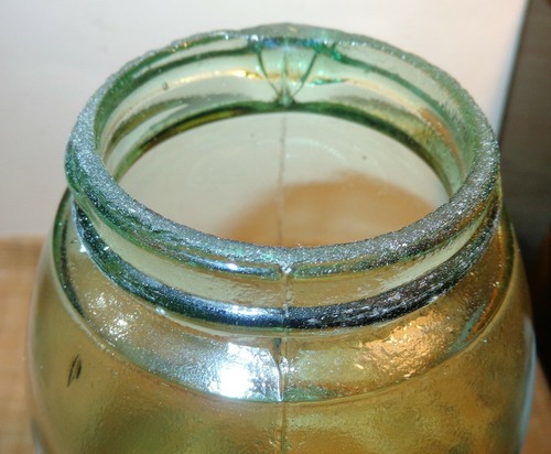 ALTE VINTAGE HALBE GALLONE MASON'S PATENT 1858 GLASGEFÄSS KUGEL ZINKDECKEL & GESCHLIFFENER RAND - Bild 11 von 14