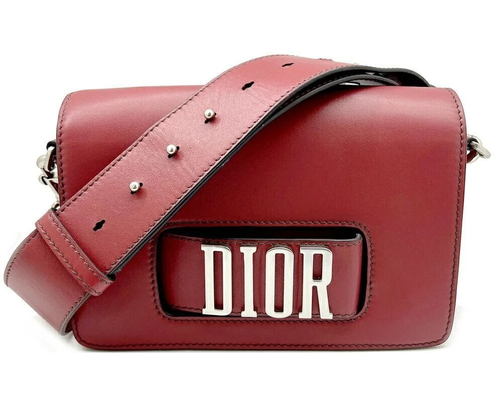 Sac bandoulière DIOR Christian Christian Evolution cuir rouge logo argent