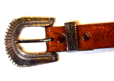 Western Vintage Genuine Leather Belt tooled With Conchos