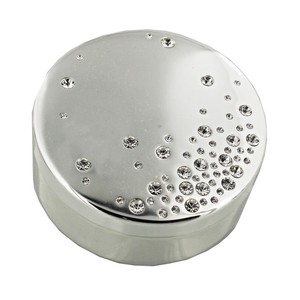 Trinket//Jewellery Box Crystal Studded Lift Of Lid Velvet Lined Engraved MPN SP73