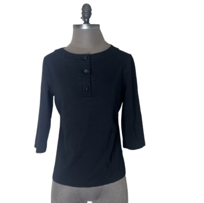 Talbots Womens Shirt Top Black Dressy 3/4 Sleeve Blouse Sparkle