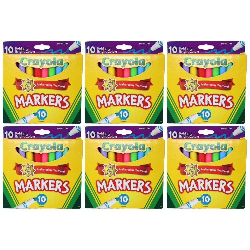 6-Pack - Crayola Bold and Bright Colors Broad Line Markers, 