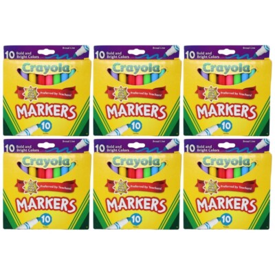 6-Pack - Crayola Bold and Bright Colors Broad Line Markers, 10 Count ( 58-7725 )