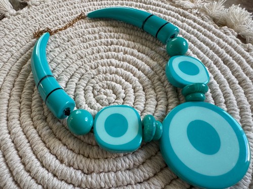 Conjunto de joyería de collar y pulsera retro de acrílico estilo años 80 - color turquesa - Imagen 3 de 3