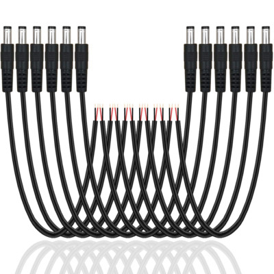 12 Pack DC Power Cable 12V DC Power Plug Cord Male Connectors 2.1Mm X 5.5Mm DC P
