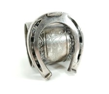 Antique Victorian Aesthetic Silverplate Napkin Ring on Horseshoe Base