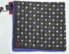 NEW ISAIA POCKET SQUARE / POCHETTE COTTON/SILK CHARCOAL/LILAC MADE IN ITALY  90