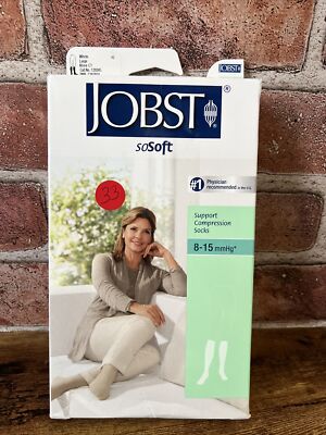 Jobst So Soft Womens Compression Socks Knee Large White 8-15 Mmhg 