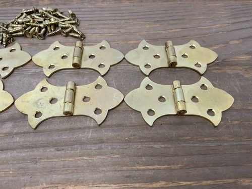 8 Small Butterfly Hinges Brass Plated With Screws Vintage 2.5” NOS - Picture 12 of 17