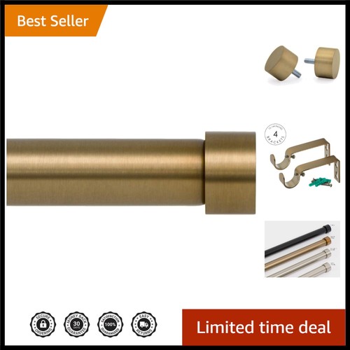 Versatile Adjustable Curtain Rod - End Cap Design in Warm Gold, 72 to 144 inches