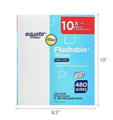 #ad Equate Flushable Wet Wipes Fresh Scent 480 Wipes 10 Pack .. $15.00