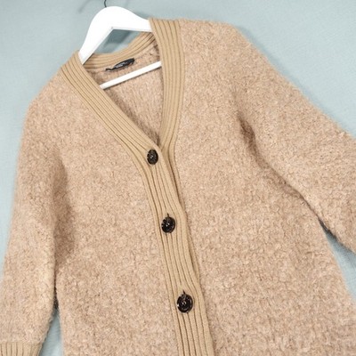 Max Mara Weekend Strickjacke Damen klein beige Wolle Alpaka Bouclé Enfasi Knopfleiste