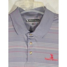 Pebble Beach grey Striped size L Dry-Luxe Performance Polo Pebble Beach Golf Emb