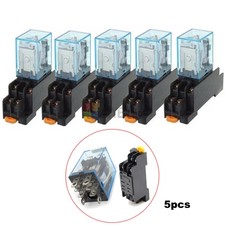 5PCS 12V DC Coil Power Relay LY2NJ DPDT 8 Pin HH62P JQX-13F With Socket Base