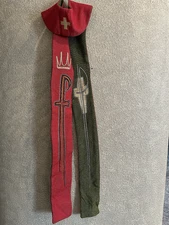 VINTAGE CATHOLIC PRIESTS REVERSIBLE RED & GREEN EMBROIDERED STOLE Good Condition