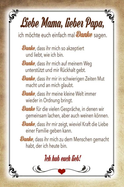 Holzschild 18X12 Cm Mama Papa Hab Euch Lieb Danke Familie Freunde Deko Geschenk-image