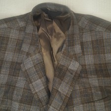 Baroni Mens Blazer Sportcoat Plaid Wool Silk Linen Blend 50R