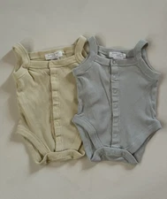 ZARA HOME Baby Ribbed Bodysuit Set (2-Pack) Size 1–3 Months Sleeveless Neutral