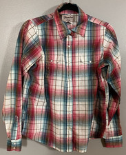 Blusa para mujer WRANGLER Wrancher abotonada a cuadros talla L rosa aguamarina dorada occidental