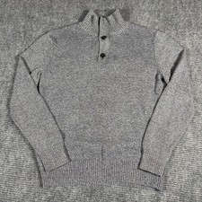 American Eagle Outfitters Mens Athletic Fit Mock Neck 1/4 Zip Sweater M M Gray