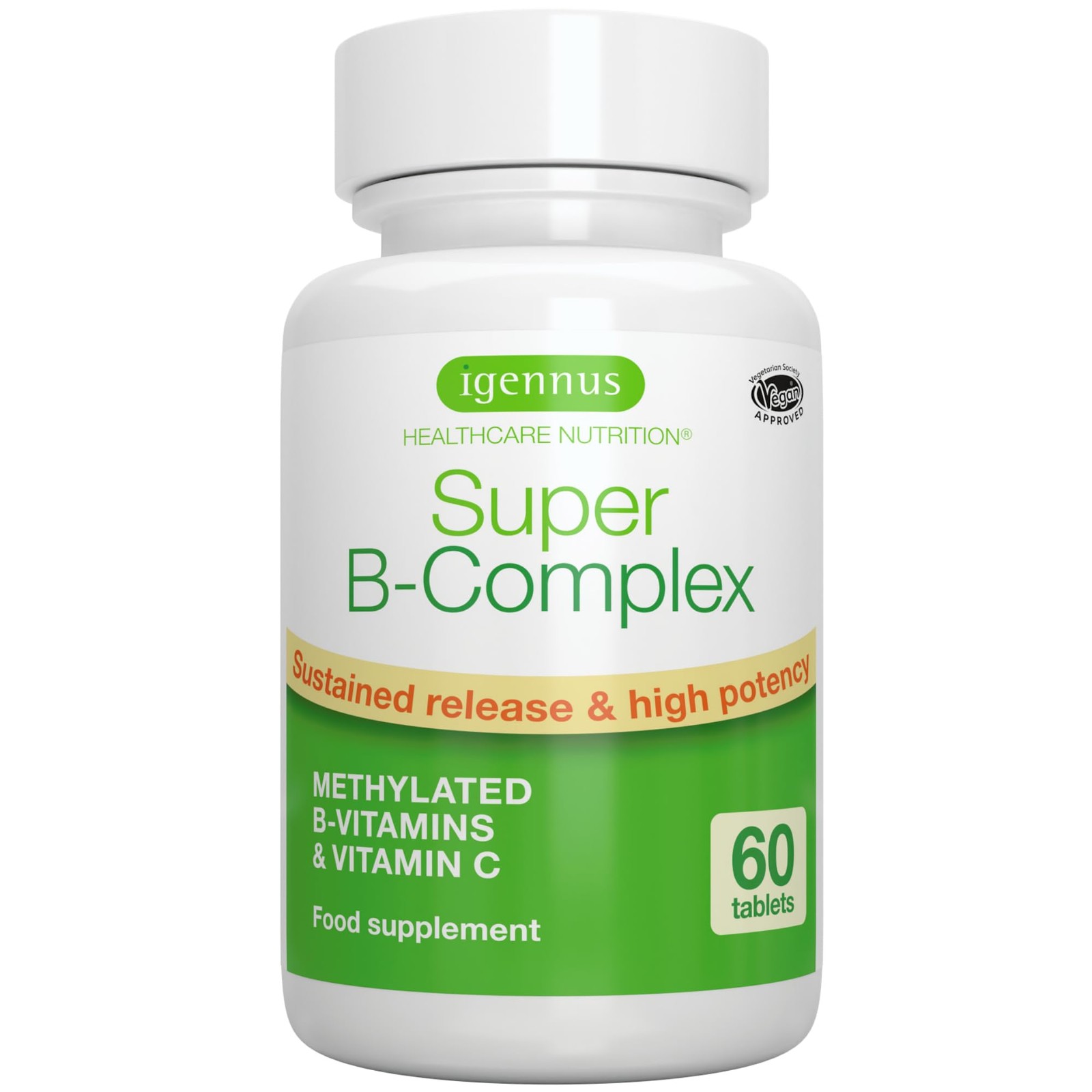 Super B-Complex Methylated B Vitamins Sustained Release 60 Tablets Energy - Image 6