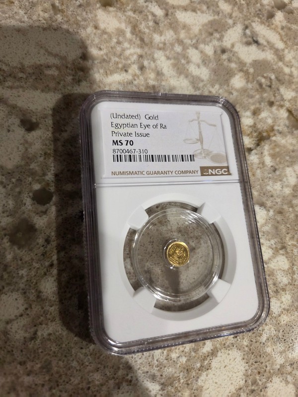 NGC MS 70 Undated Gold Egyptian Eye of Ra Private Issue Coin 8700470-293