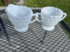 Vintage white milk scalloped glass anchor hocking bubble glass cream and sugar