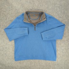 Tommy Bahama Sweater Mens 2XL Blue Quarter Zip Pullover Cotton Blend