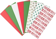 Christmas Tissue Paper Bulk, 125 Sheets (Holiday Designs, Green, Red, White, 20"