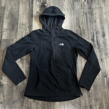 The North Face Women s Hoodie Fleece Sweatshirt Black Pullover Half Zip Small