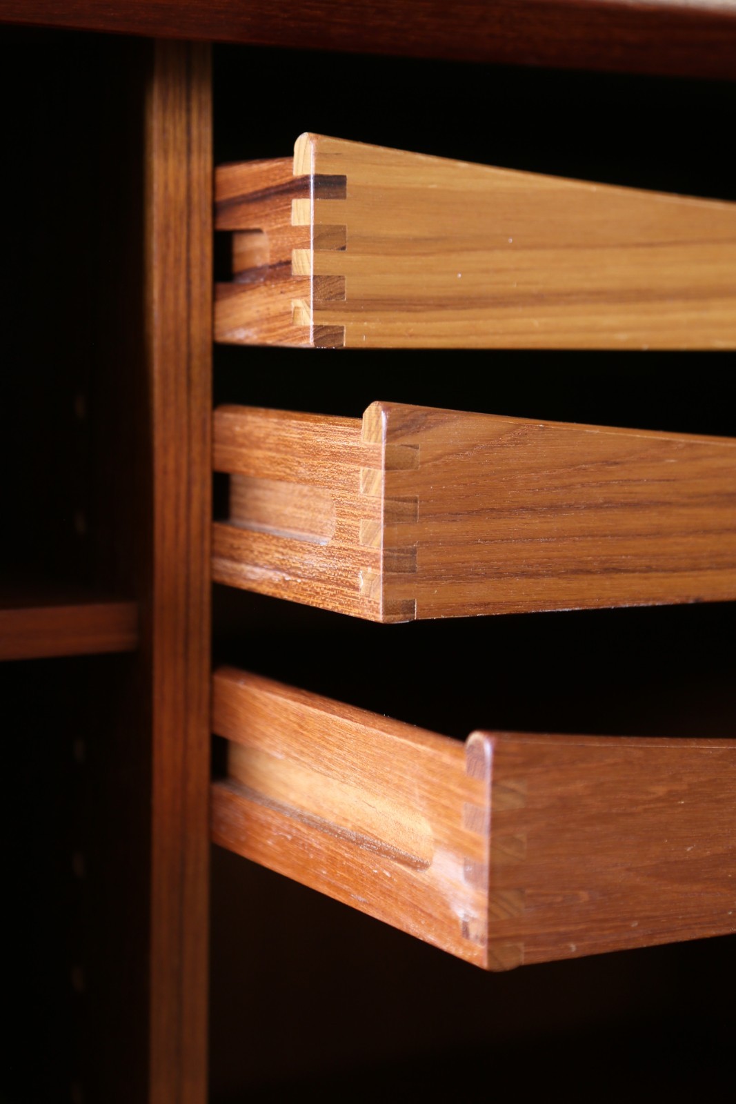 1960s Danish Modern Bernhard Pedersen and Sons Teak Tambour Door Credenza