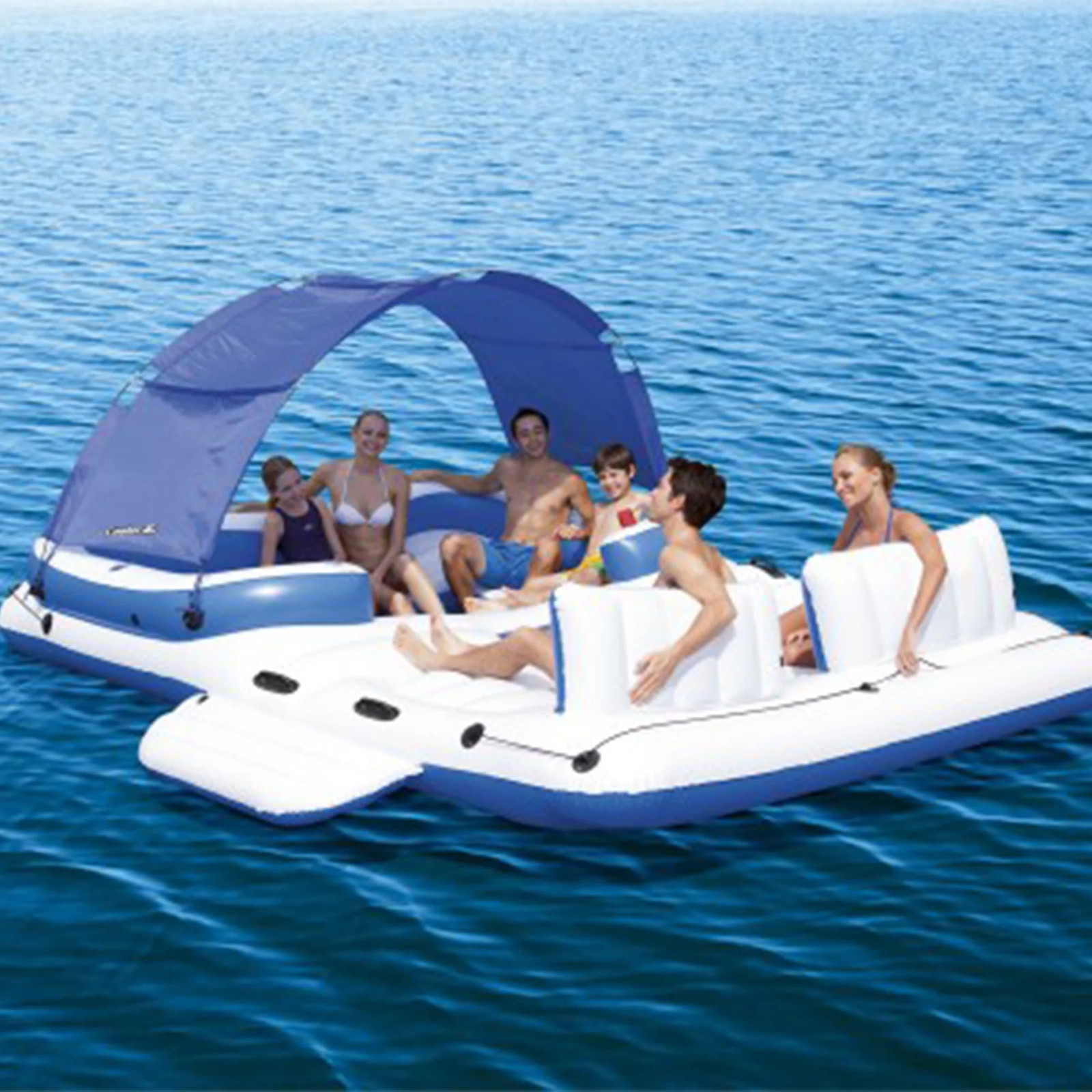 Large Inflatable Floating Party Island w Sun Shade Canopy Ad
