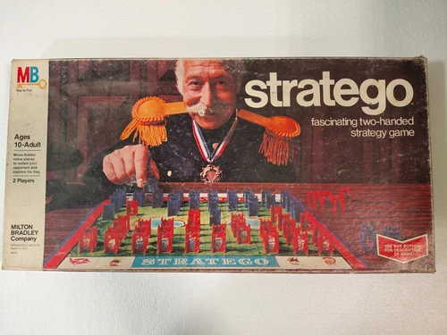 Vintage Stratego Board Game Milton Bradley Complete Red Blue Army w/ Tray USA