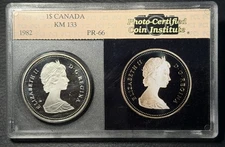 1982 Canada Regina Centennial Silver Dollar Proof Buffalo Skull - PCI Holder