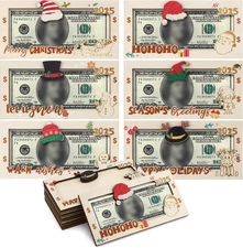 12 Pcs Wooden Christmas Money Holders - DIY Cash Envelopes & Greeting Cards