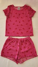 Art Class Girls Pink Cherry Print Pajama Set M 8 Short Sleeve 2 Piece