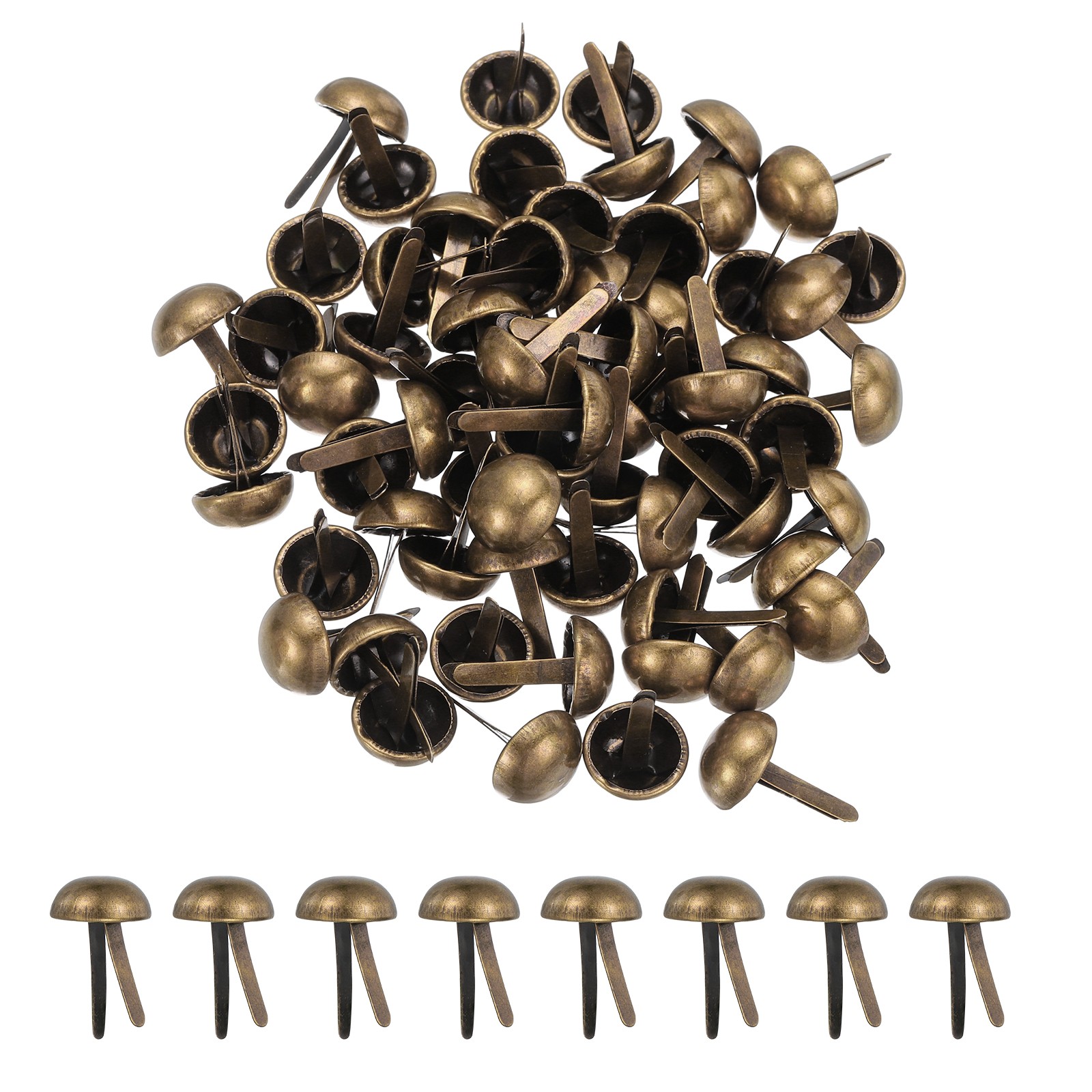 80Pcs Brads Paper Fasteners, 12x20 mm Metal Round Head Split Pins, Bronze