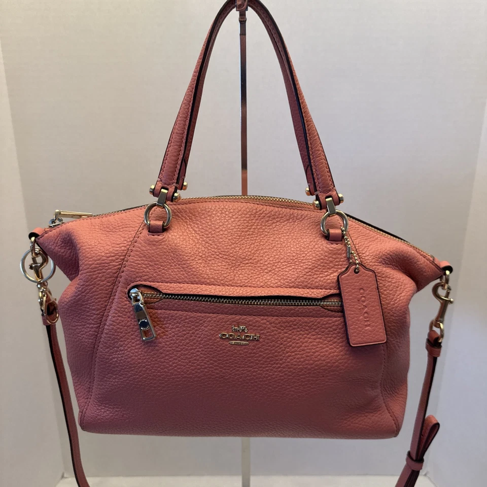 Bandolera Coach Prairie de cuero granulado rosa  Foto 3 de 4