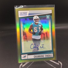 Channing Tindall 2022 Score Signatures Gold Zone 355 #/50 Miami Dolphins Rookie